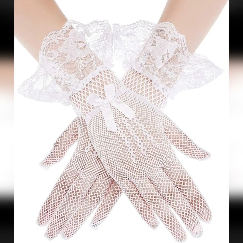 Elegant White Lace Gloves Women Lace Gloves for Wedding Elegant Short Wrist Glov